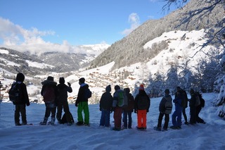 Eco-juniors vue sur areches groupe enfant neige